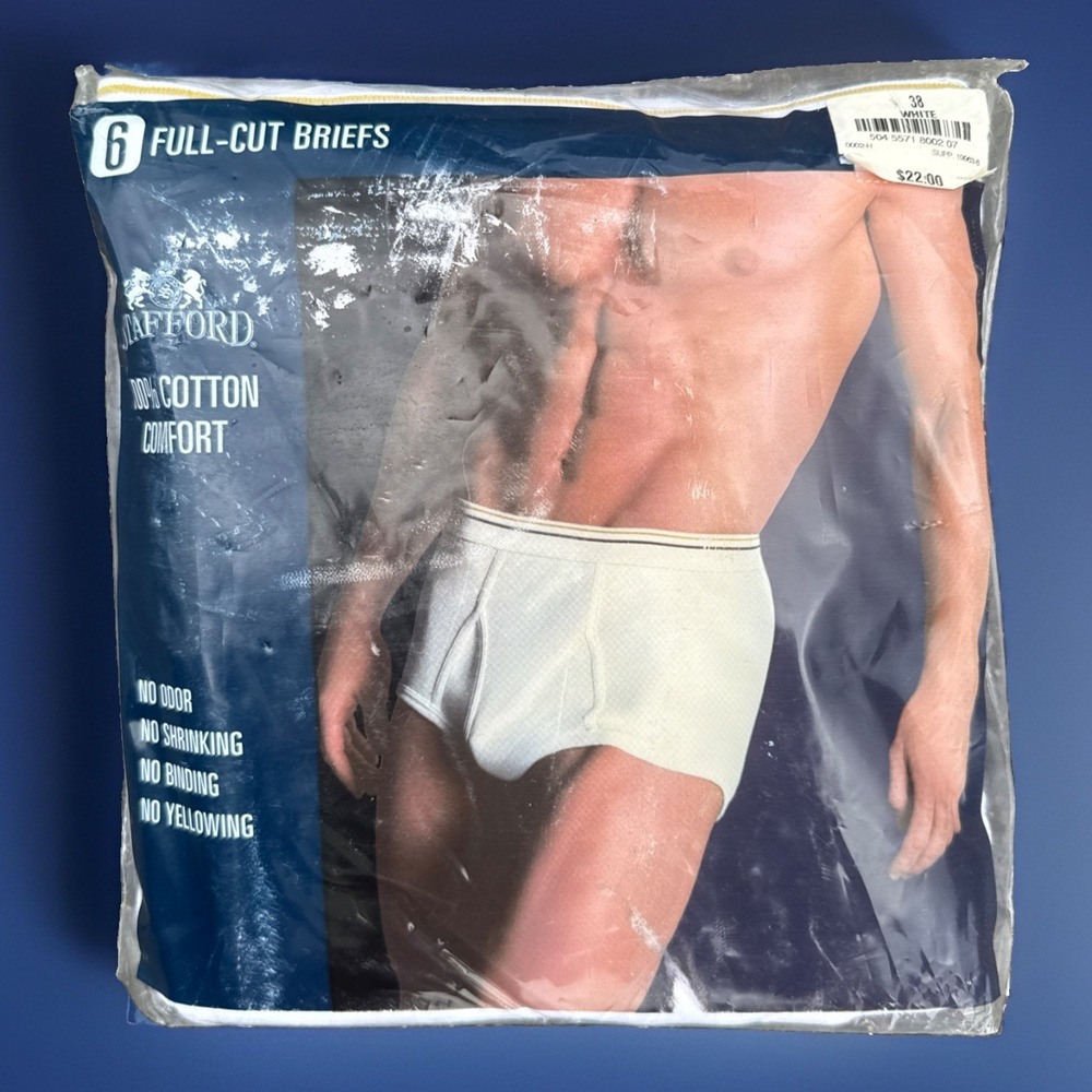 Vtg STAFFORD Six Full-Cut Briefs 100% Cotton Comfort White Size 38 NOS SEALED